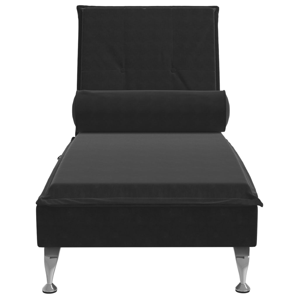 vidaXL Massage-Chaiselongue mit Nackenrolle Schwarz Samt