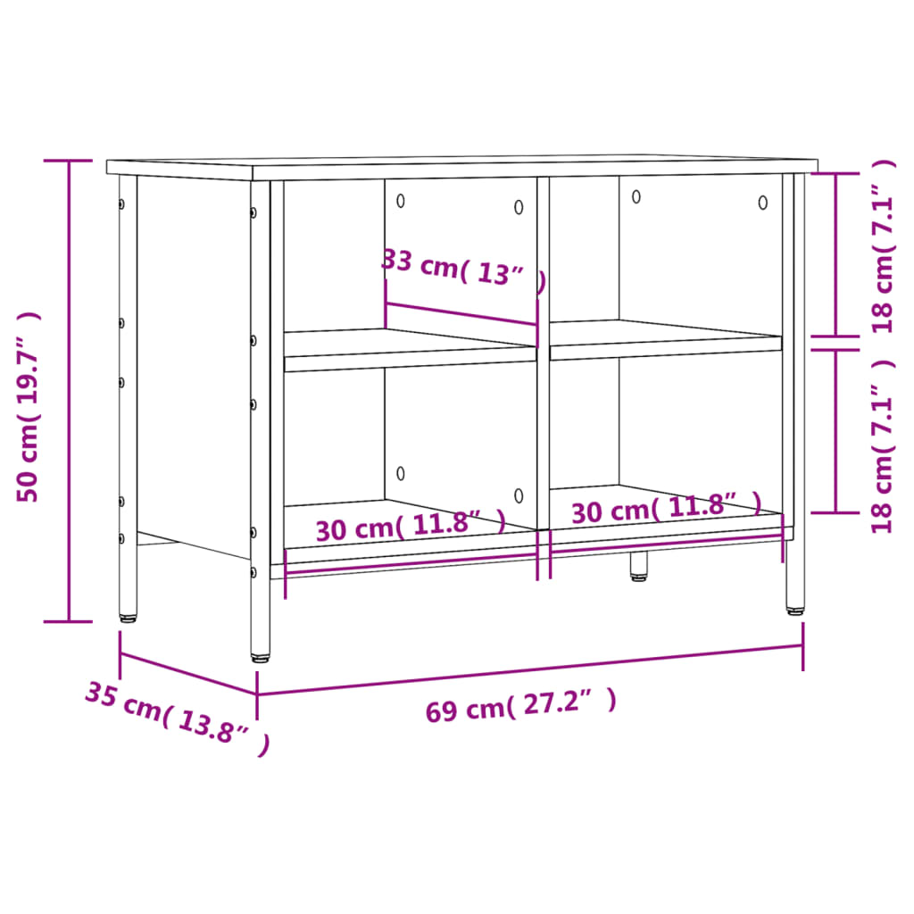 vidaXL Schuhregal Braun Eichen-Optik 69x35x50 cm Holzwerkstoff