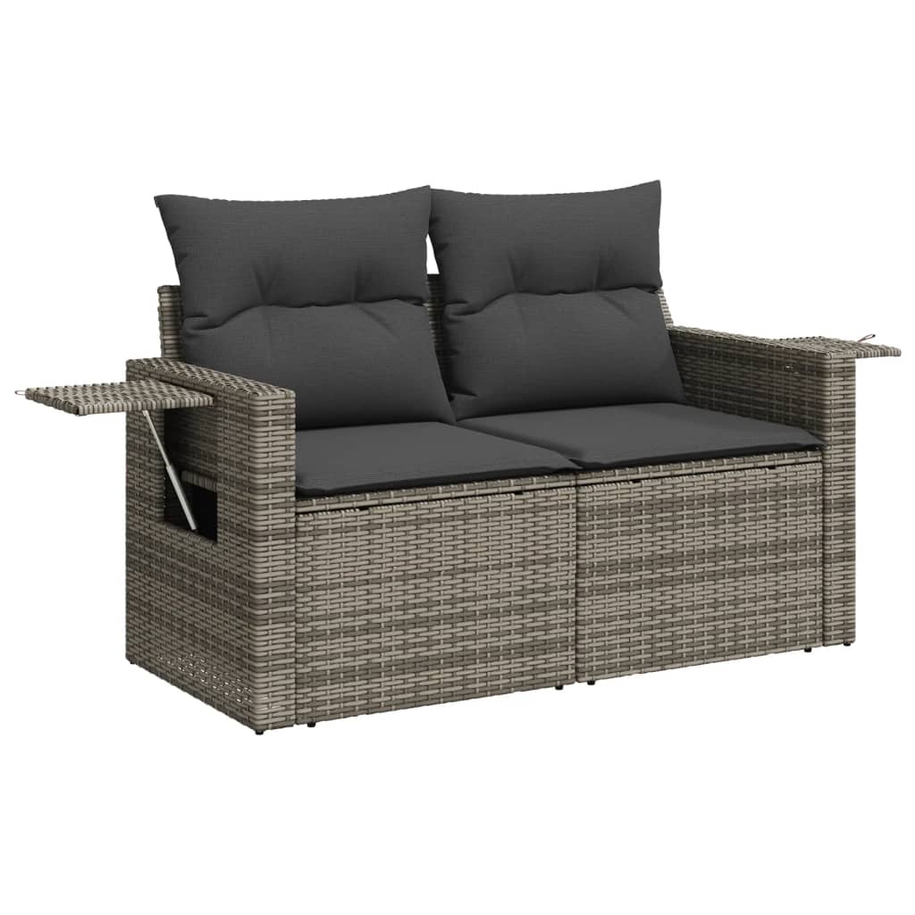 vidaXL 8-tlg. Garten-Sofagarnitur mit Kissen Grau Poly Rattan