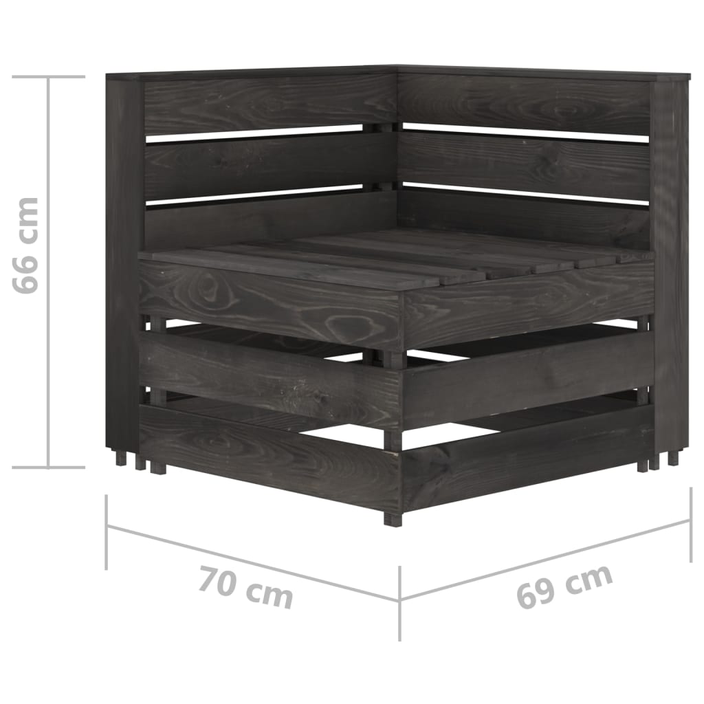 vidaXL 6-tlg. Garten-Lounge-Set Grau Imprägniertes Kiefernholz