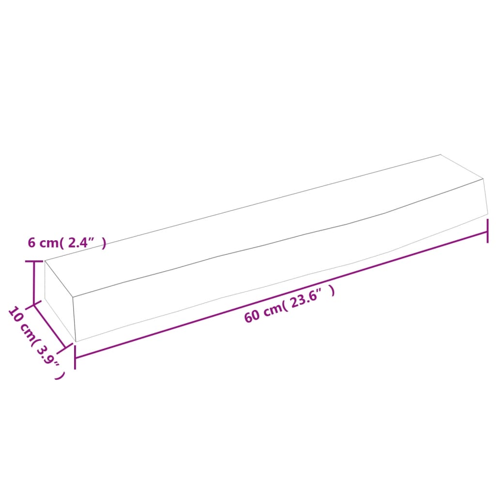 vidaXL Wandregal Dunkelbraun 60x10x6 cm Massivholz Eiche Behandelt