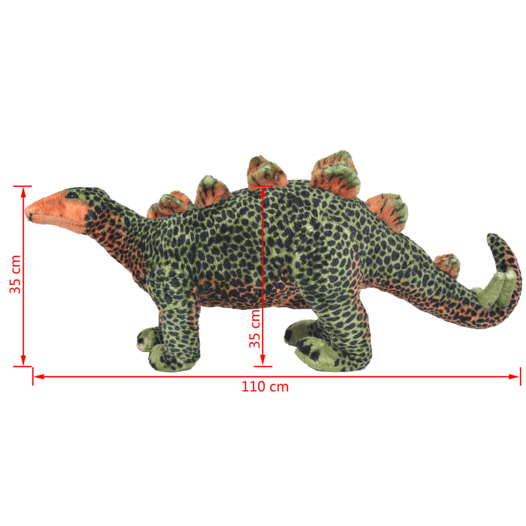 vidaXL Plüschtier Stegosaurus Stehend Plüsch Grün und Orange XXL