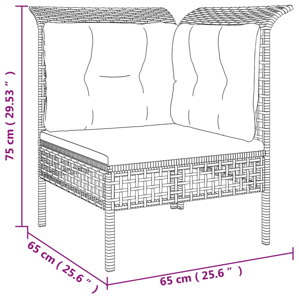 vidaXL 5-tlg. Garten-Lounge-Set mit Kissen Grau Poly Rattan