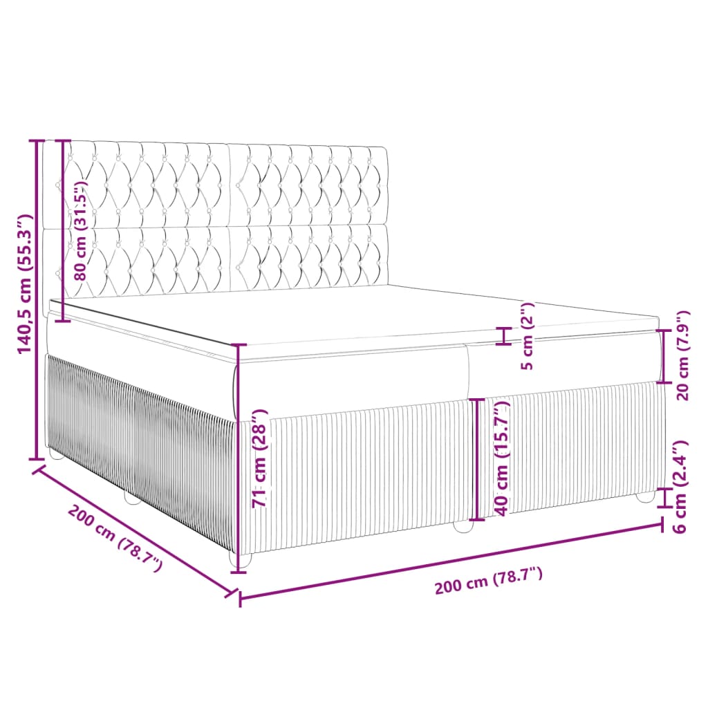 vidaXL Boxspringbett mit Matratze Dunkelbraun 200x200 cm Stoff