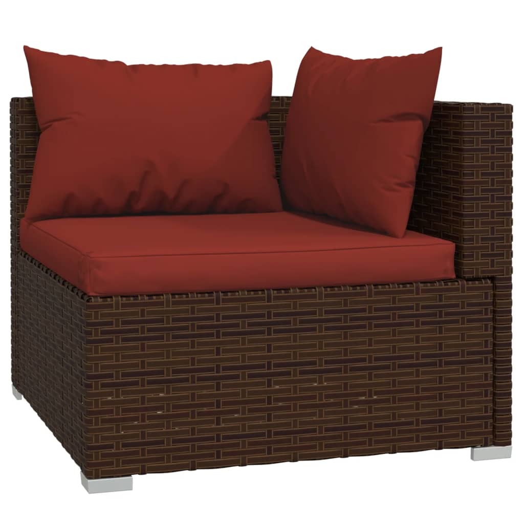 vidaXL 7-tlg. Garten-Lounge-Set mit Kissen Poly Rattan Braun