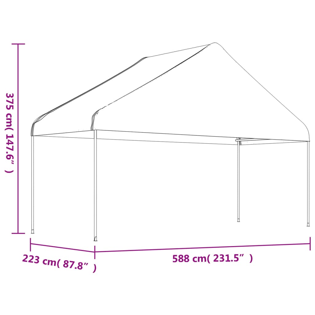 vidaXL Pavillon mit Dach Weiß 6,69x5,88x3,75 m Polyethylen