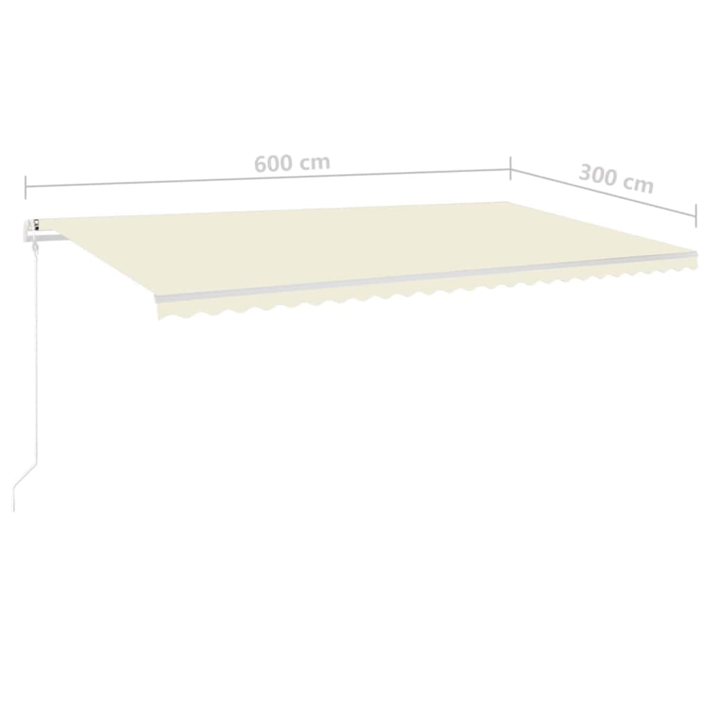 vidaXL Markise Manuell Einziehbar mit LED 6x3 m Creme