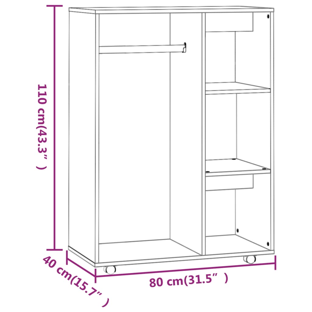 vidaXL Kleiderschrank Räuchereiche 80x40x110 cm Holzwerkstoff