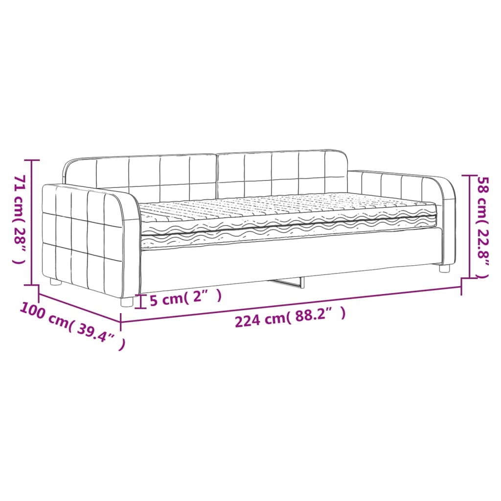 vidaXL Tagesbett mit Matratze Dunkelgrau 90x200 cm Samt