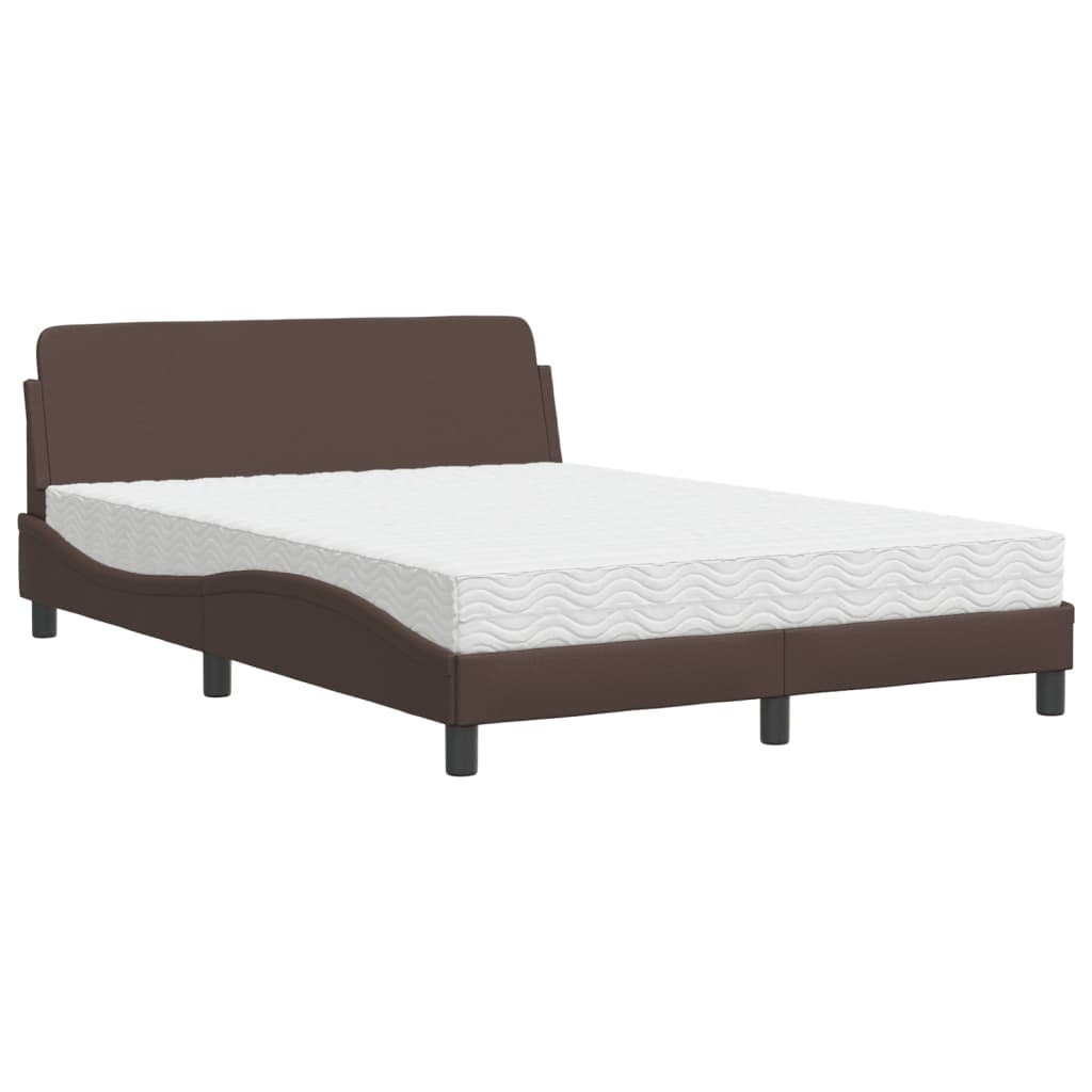 vidaXL Bett mit Matratze Braun 140x200 cm Kunstleder