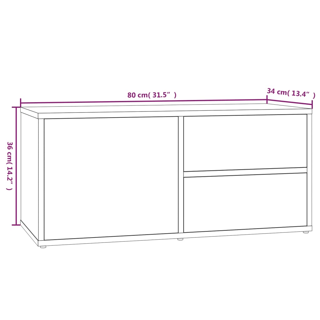 vidaXL TV-Schrank Grau Sonoma 80x34x36 cm Holzwerkstoff