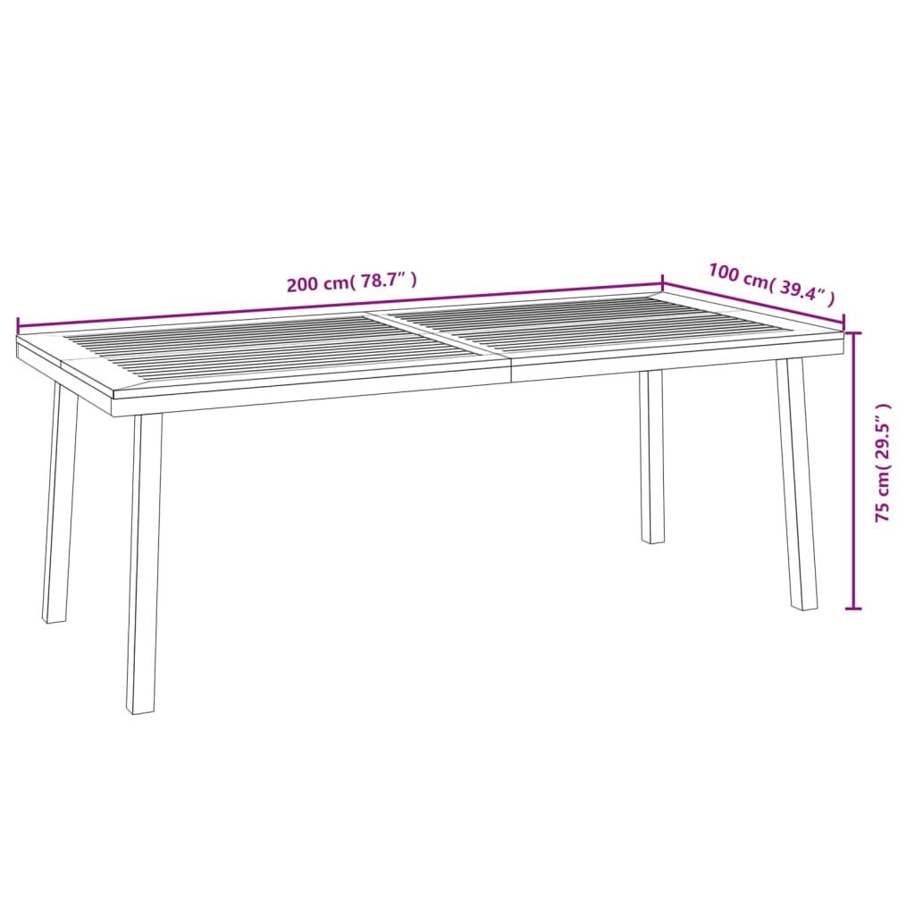 vidaXL Gartentisch 200x100x75 cm Massivholz Akazie