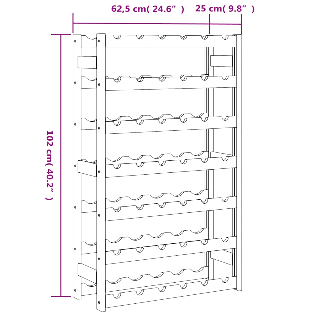 vidaXL Weinregal für 42 Flaschen Braun Massivholz Kiefer