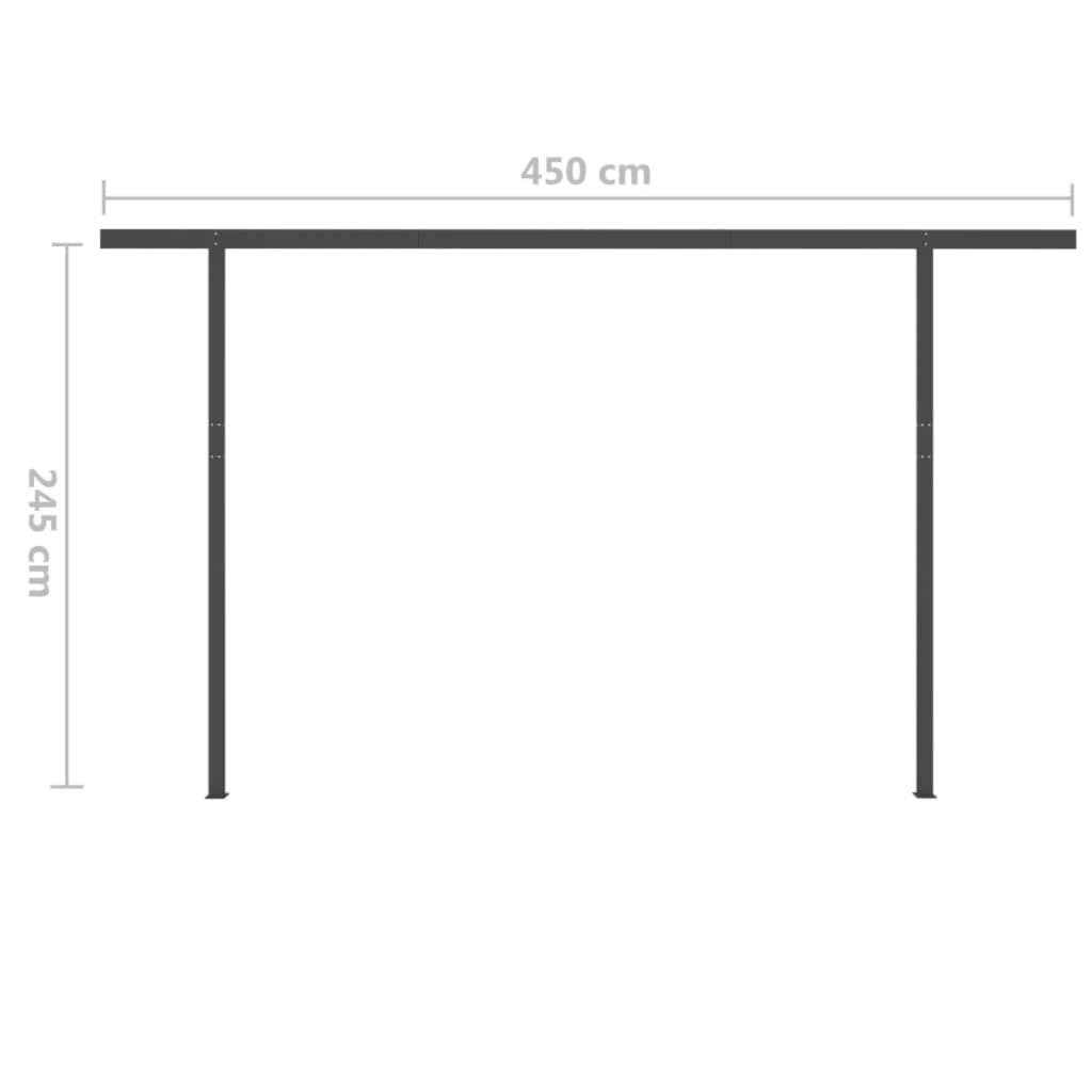 vidaXL Markise Manuell Einziehbar mit LED 5x3 m Creme