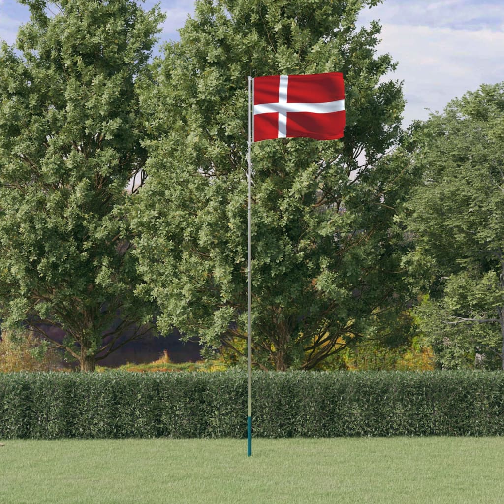 vidaXL Flagge Dänemarks mit Mast 5,55 m Aluminium