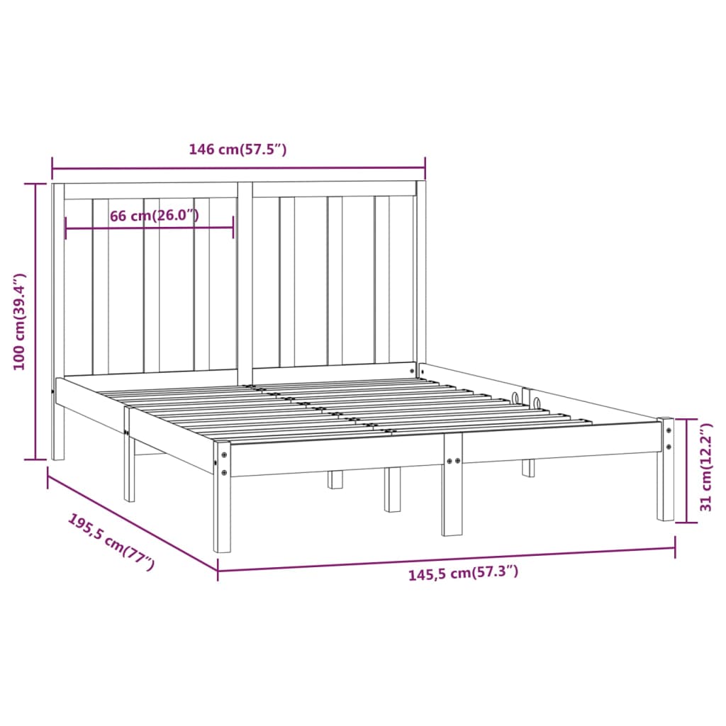 vidaXL Massivholzbett ohne Matratze Weiß 140x190 cm Kiefernholz