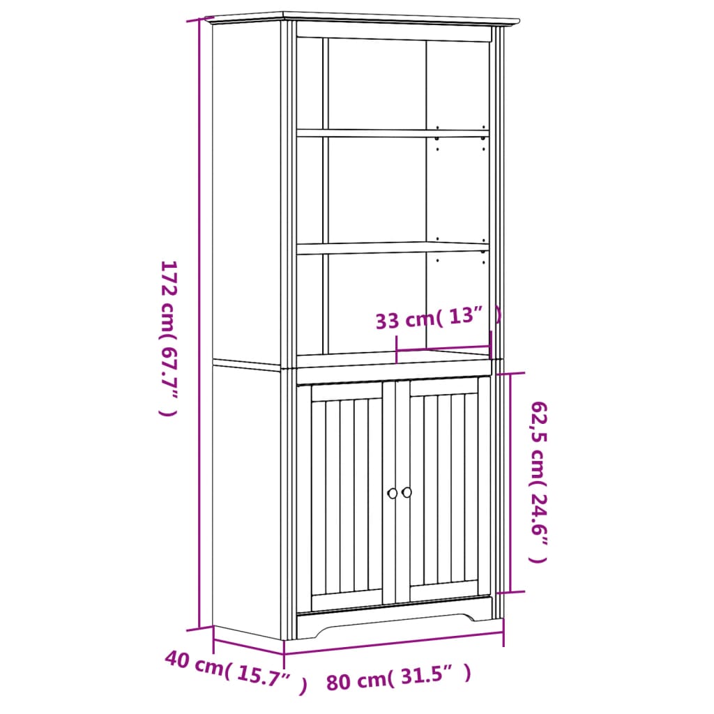 vidaXL Bücherregal BODO Grau 82x40x173 cm Massivholz Kiefer