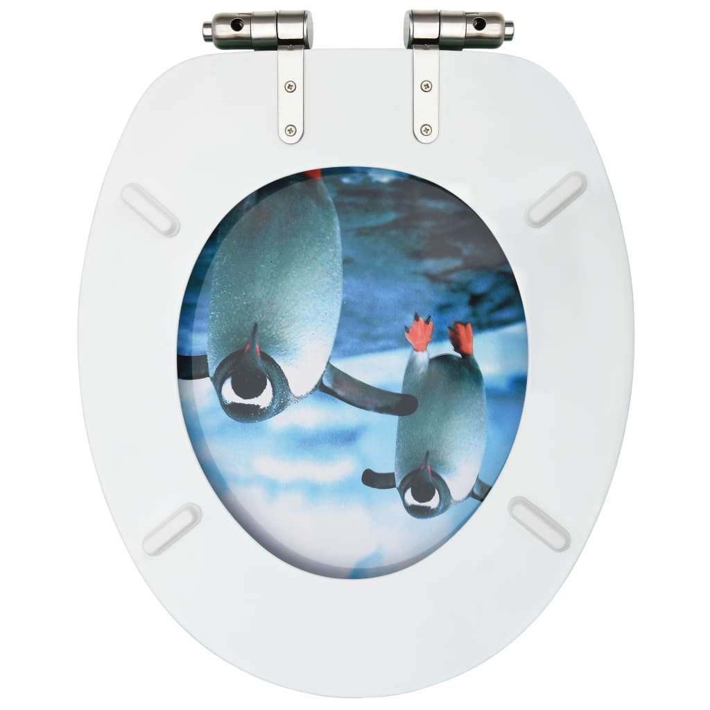 vidaXL Toilettensitze mit Soft-Close-Deckel 2 Stk. MDF Pinguin-Design