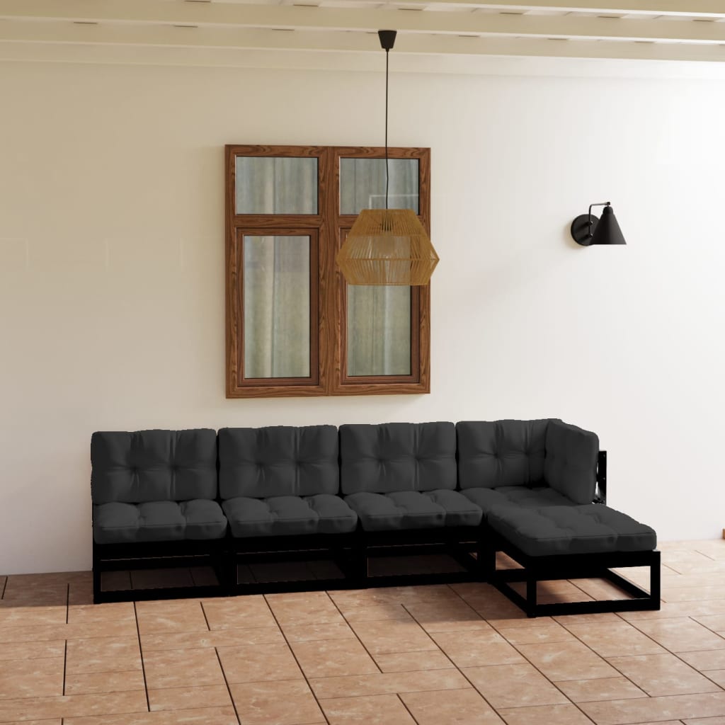 vidaXL 5-tlg. Garten-Lounge-Set mit Kissen Massivholz Kiefer