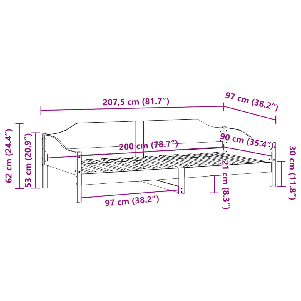 vidaXL Massivholzbett ohne Matratze Weiß 90x200 cm Kiefernholz