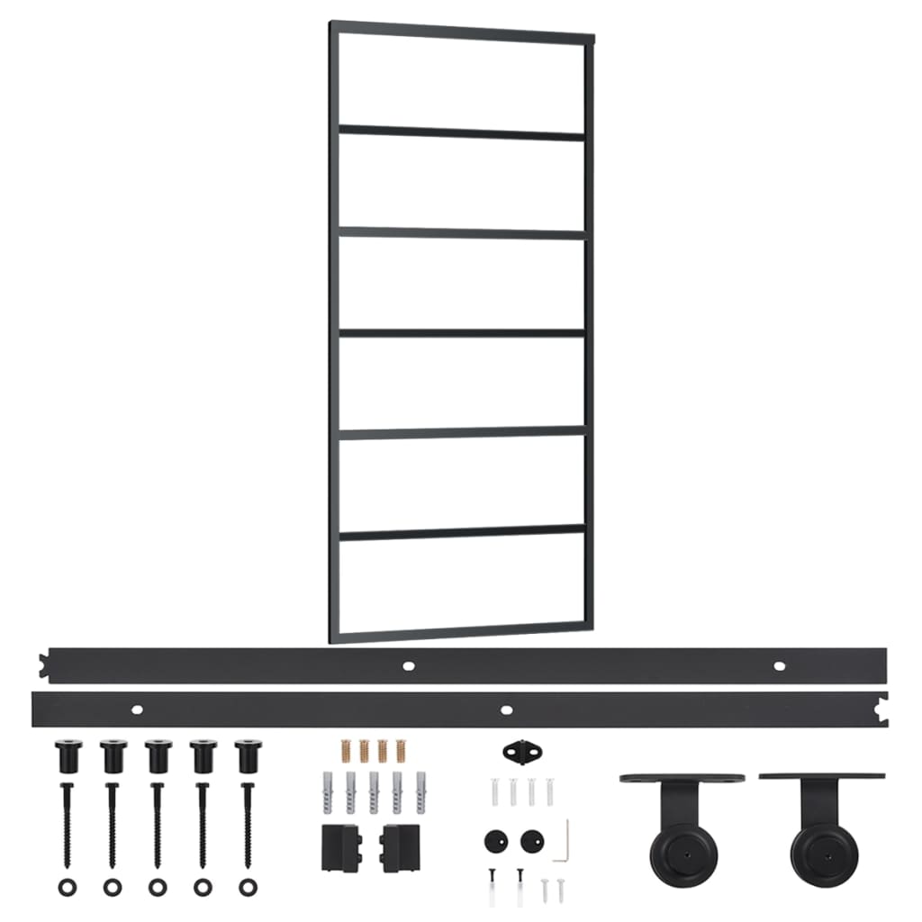 vidaXL Schiebetür mit Beschlag ESG-Glas & Aluminium 90x205 cm