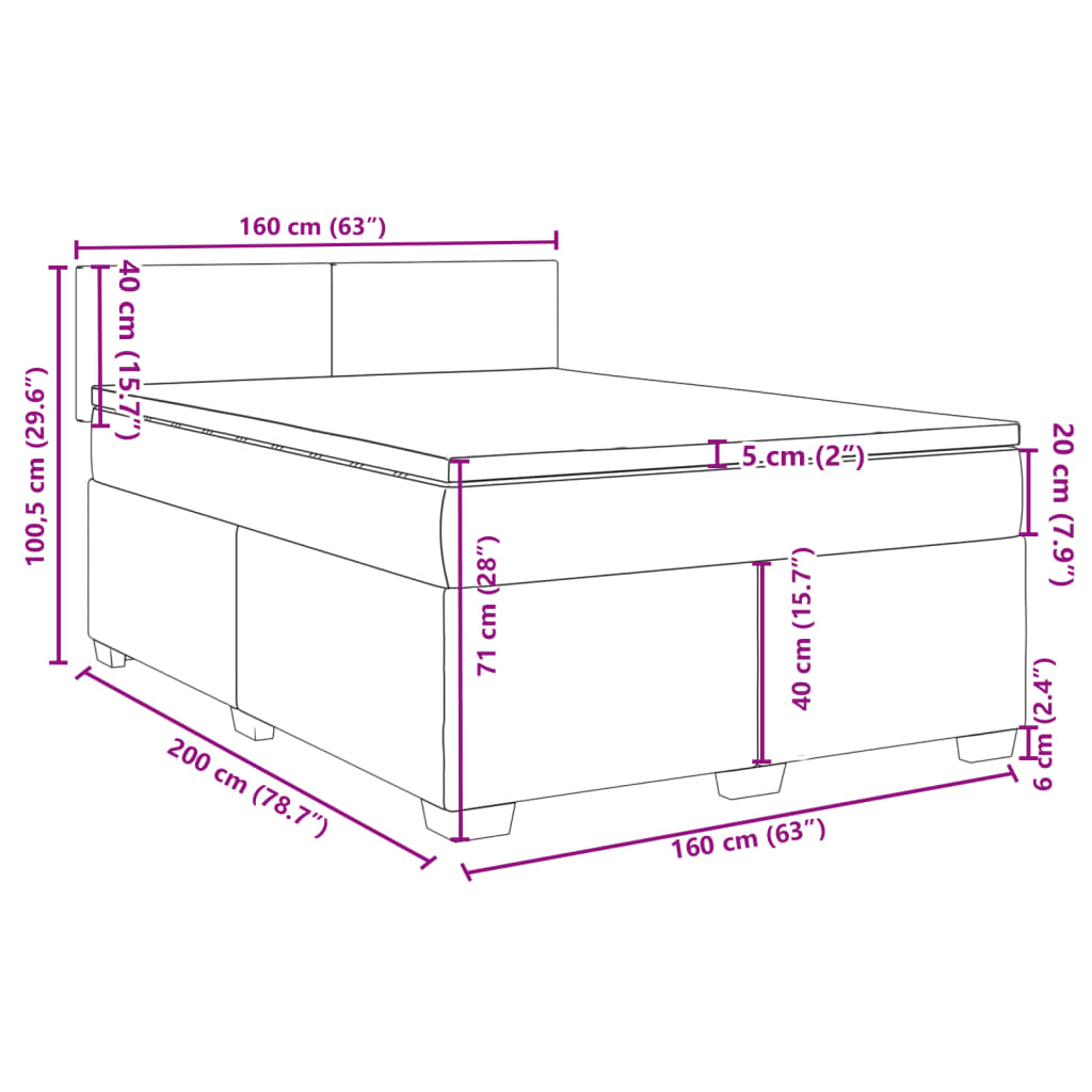 vidaXL Boxspringbett mit Matratze Blau 160x200 cm Samt