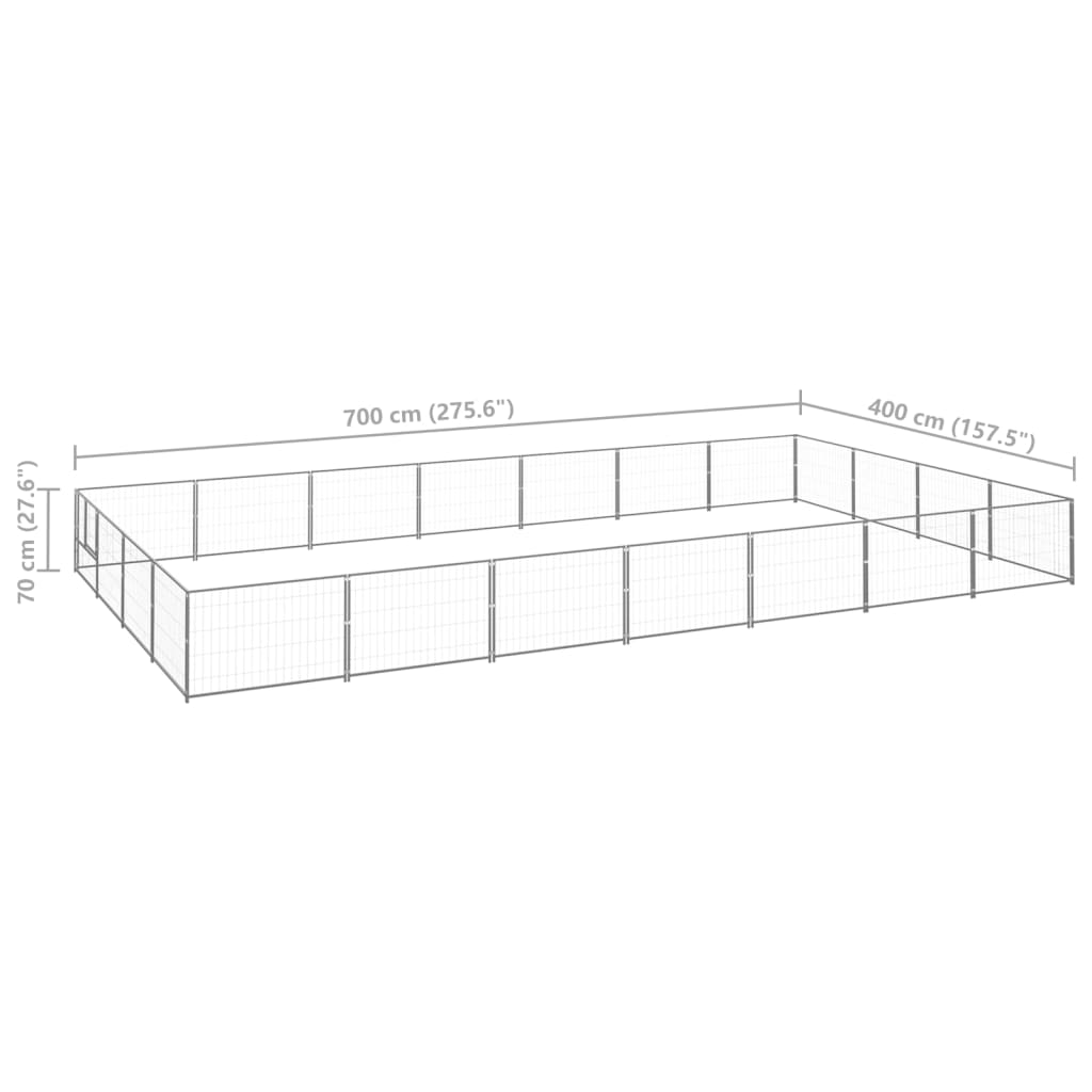 vidaXL Hundezwinger Silbern 28 m² Stahl