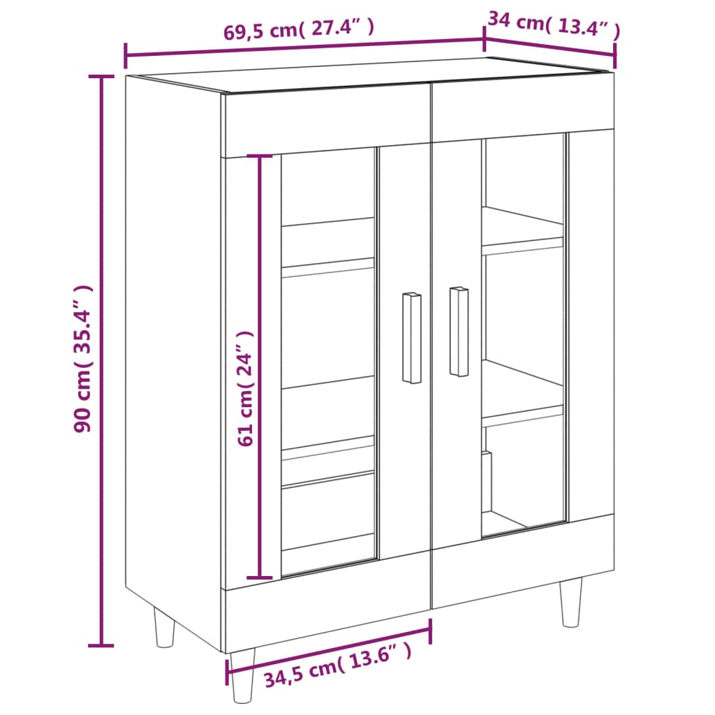 vidaXL Sideboard Betongrau 69,5x34x90 cm Holzwerkstoff