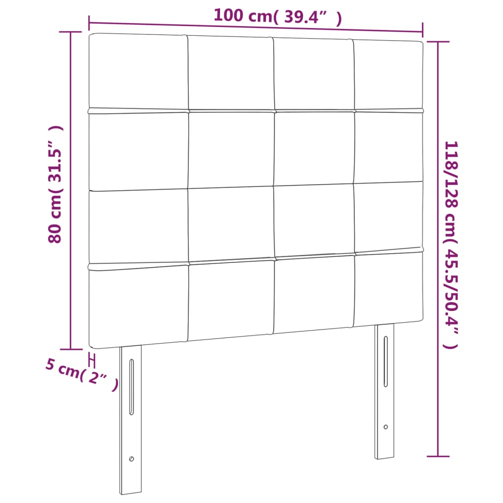 vidaXL LED Kopfteil Taupe 100x5x118/128 cm Stoff