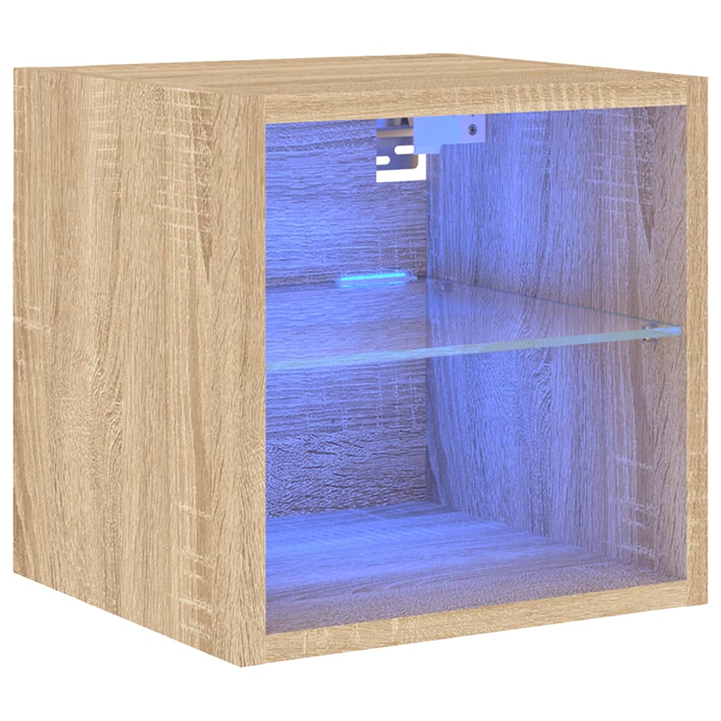 vidaXL TV-Wandschrank mit LED-Leuchten Sonoma-Eiche 30x28,5x30 cm