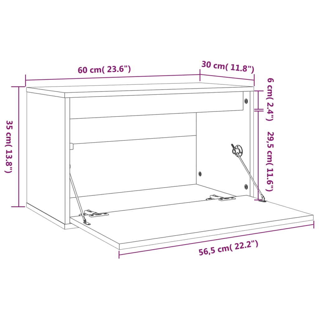 vidaXL Wandschrank Weiß 60x30x35 cm Massivholz Kiefer