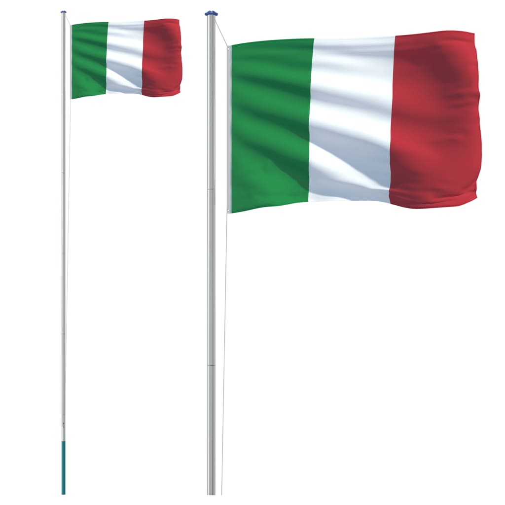 vidaXL Flagge Italiens mit Mast 6,23 m Aluminium