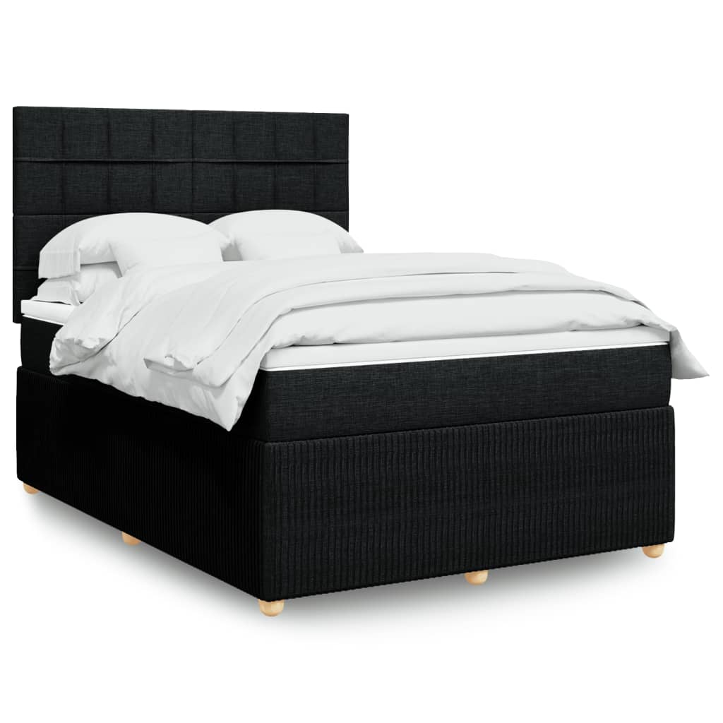 vidaXL Boxspringbett mit Matratze Schwarz 140x200 cm Stoff