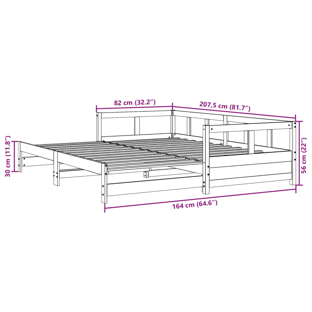 vidaXL Tagesbett ohne Matratze 80x200 cm Massivholz Kiefer