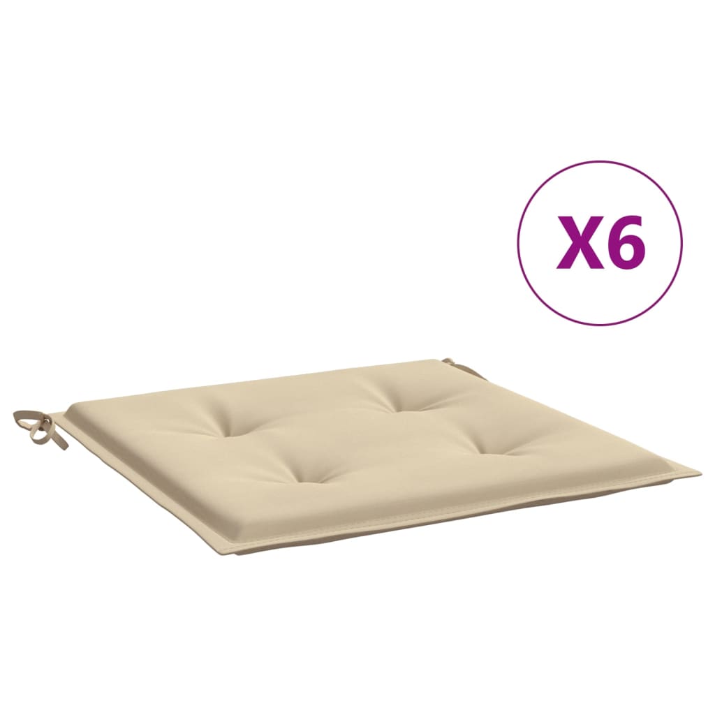 vidaXL Gartenstuhl-Kissen 6 Stk. Beige 50x50x3 cm Oxford-Gewebe