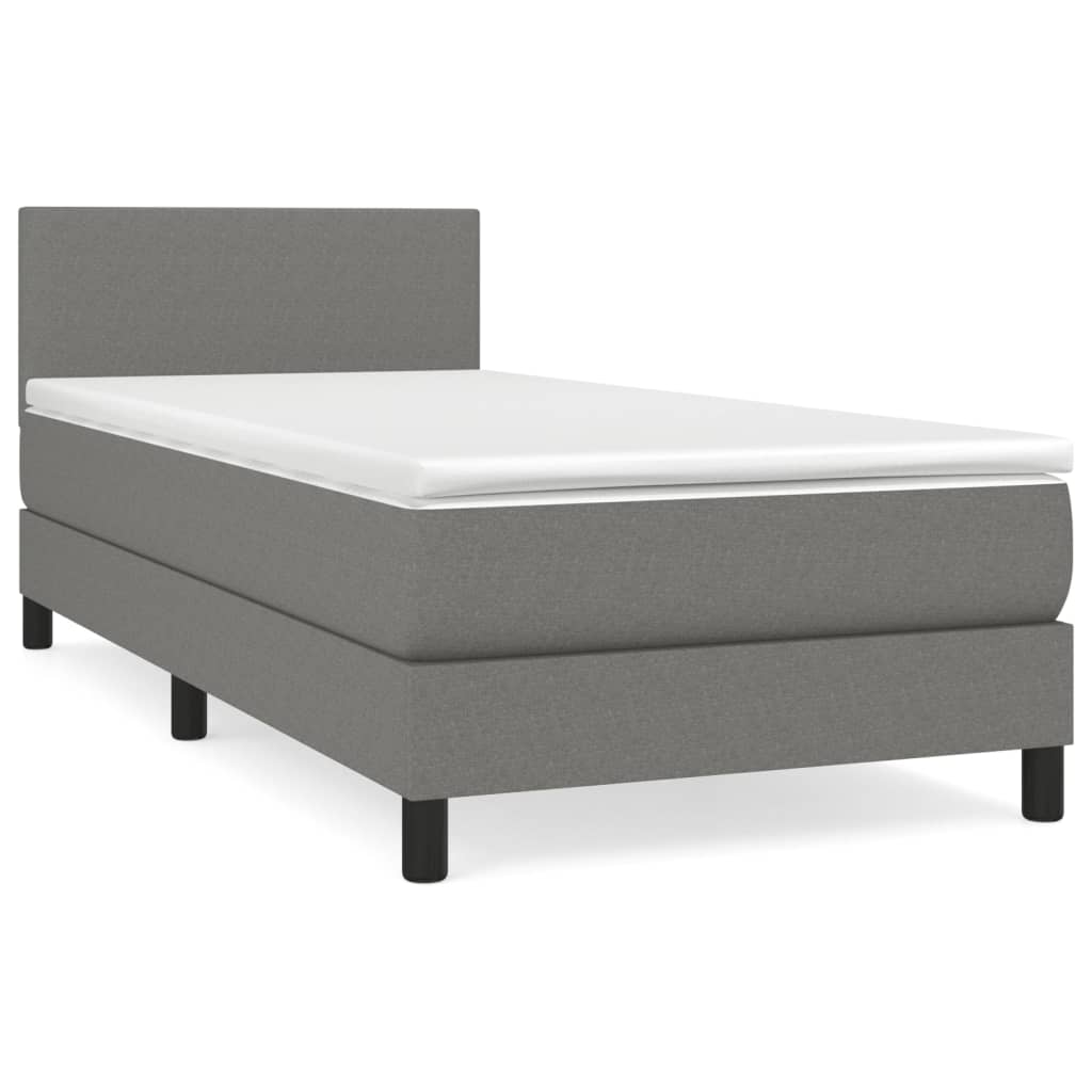 vidaXL Boxspringbett mit Matratze Dunkelgrau 80x200 cm Stoff