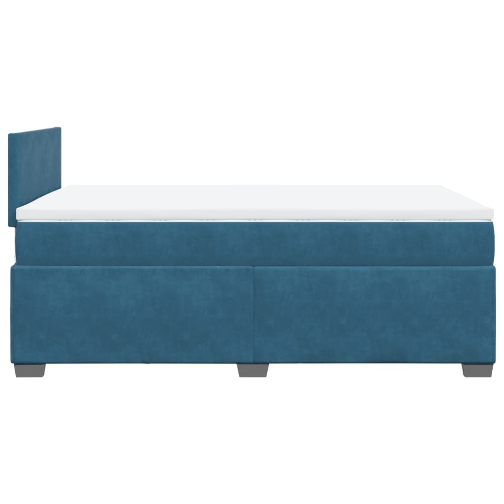 vidaXL Boxspringbett mit Matratze Blau 120x190 cm Samt