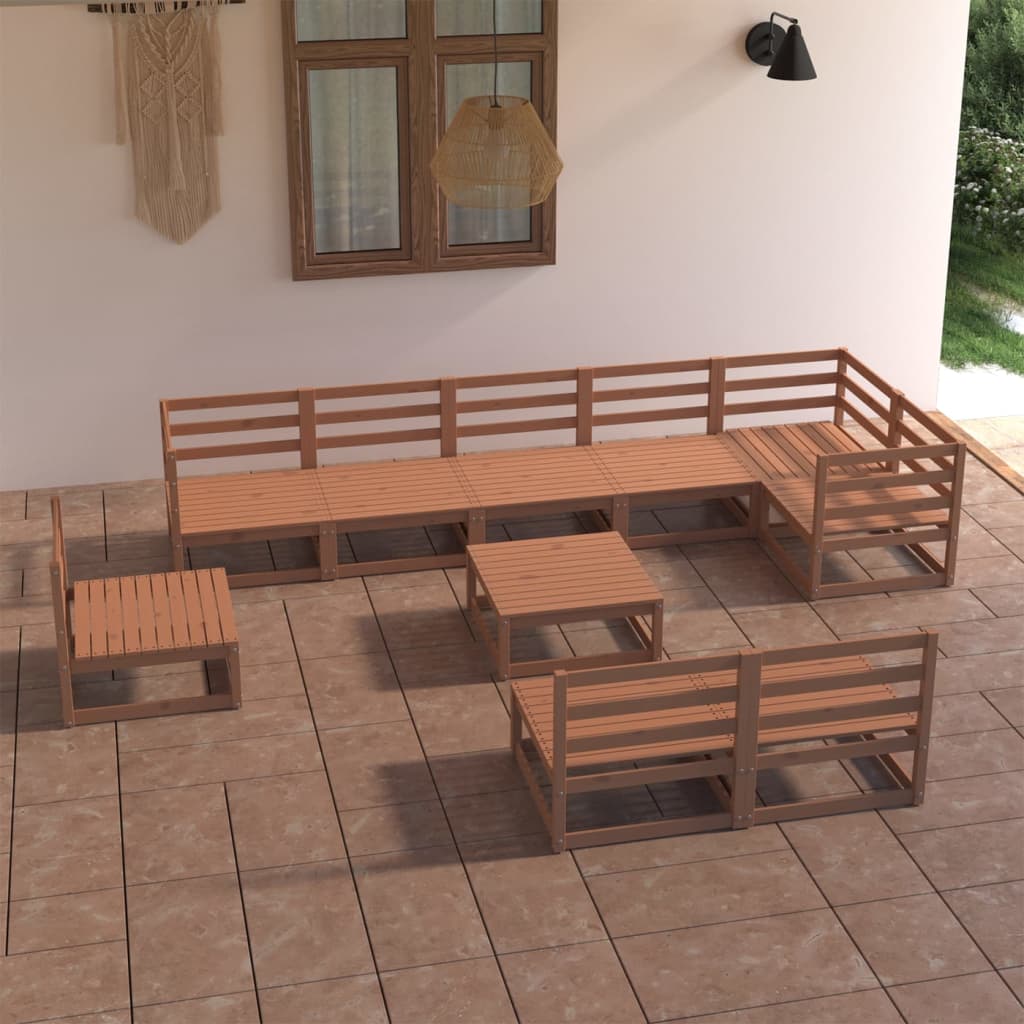 vidaXL 10-tlg. Garten-Lounge-Set Honigbraun Massivholz Kiefer