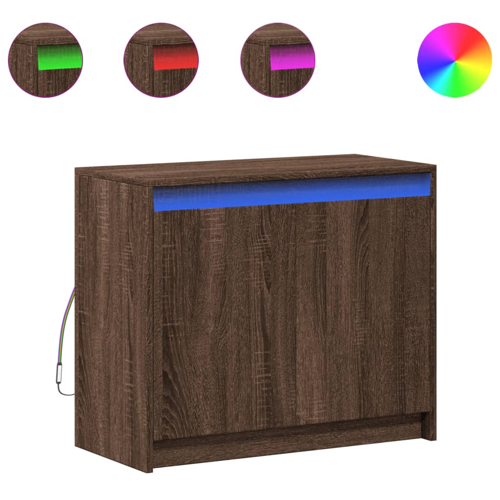 vidaXL LED-Sideboard Braun Eichen-Optik 72x34x61 cm Holzwerkstoff