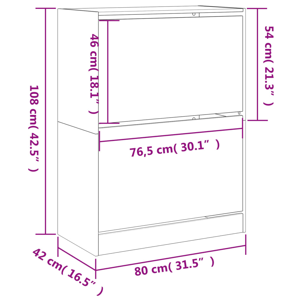 vidaXL Schuhschrank mit 2 Klappen Weiß 80x42x108 cm