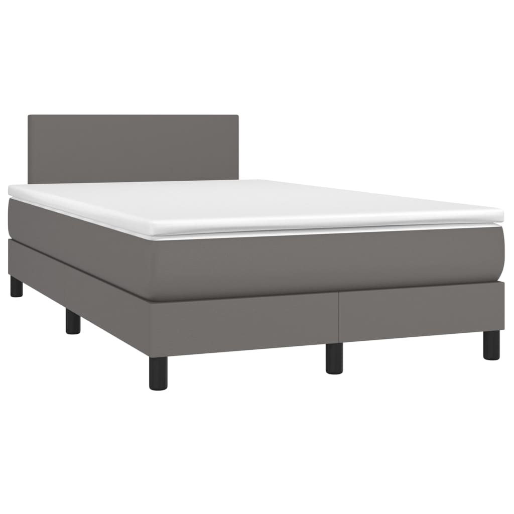 vidaXL Boxspringbett mit Matratze & LED Grau 120x200 cm Kunstleder