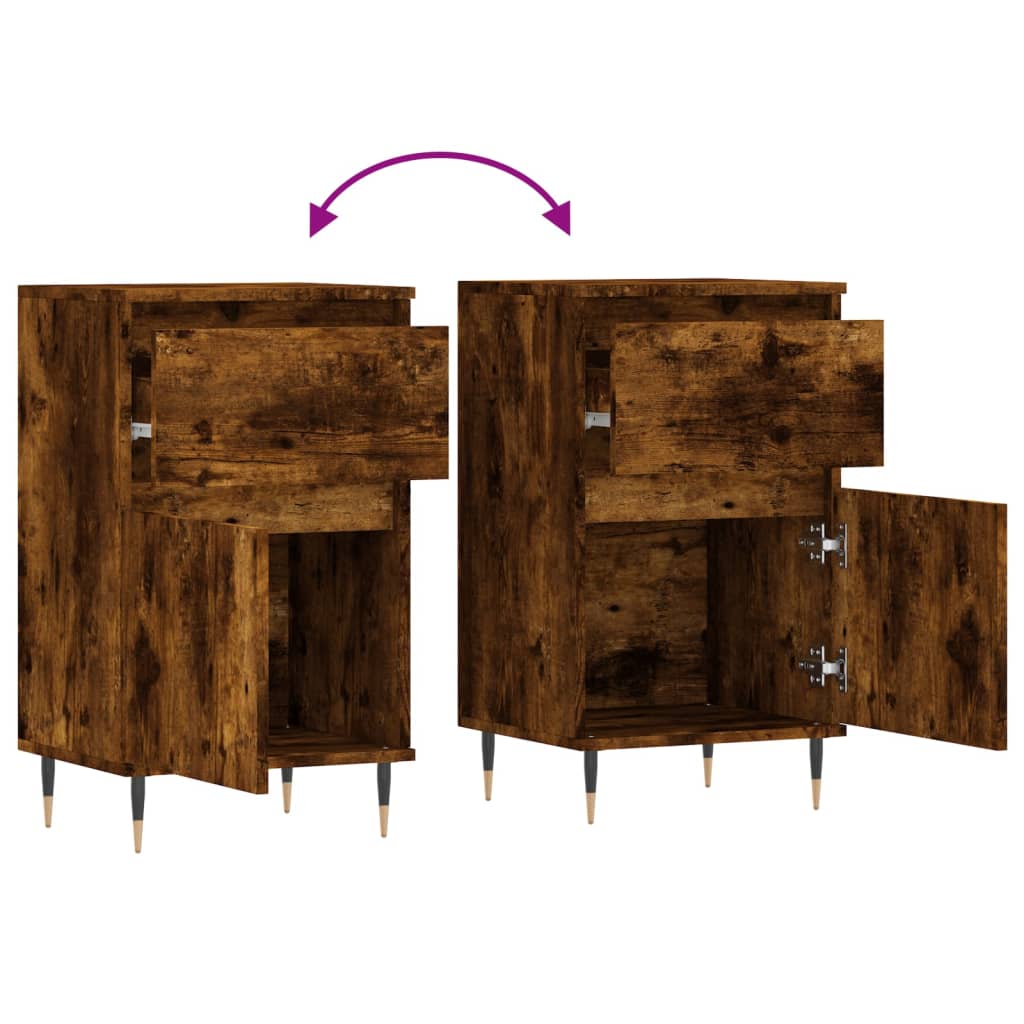 vidaXL Sideboards 2 Stk. Räuchereiche 40x35x70 cm Holzwerkstoff