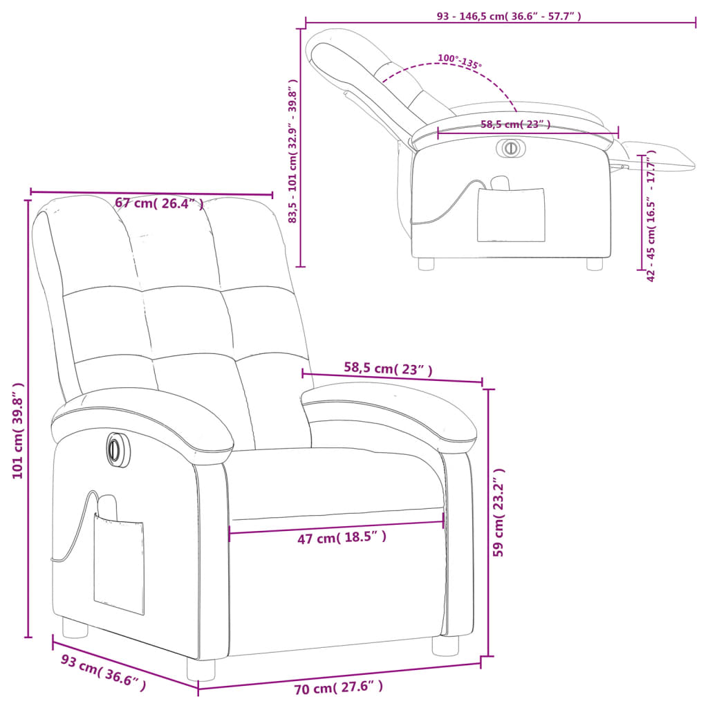 vidaXL Massagesessel Elektrisch Braun Stoff