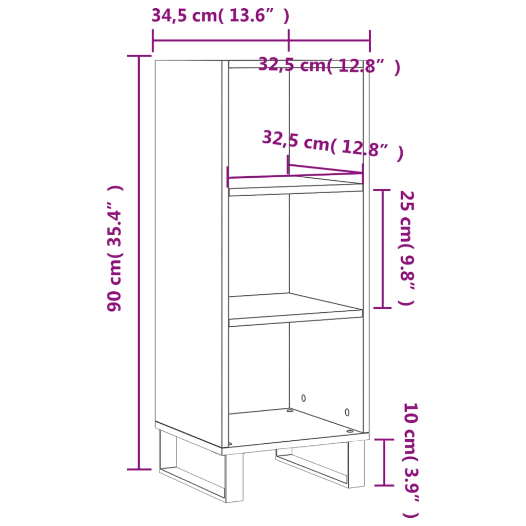 vidaXL Sideboard Weiß 34,5x32,5x90 cm Holzwerkstoff