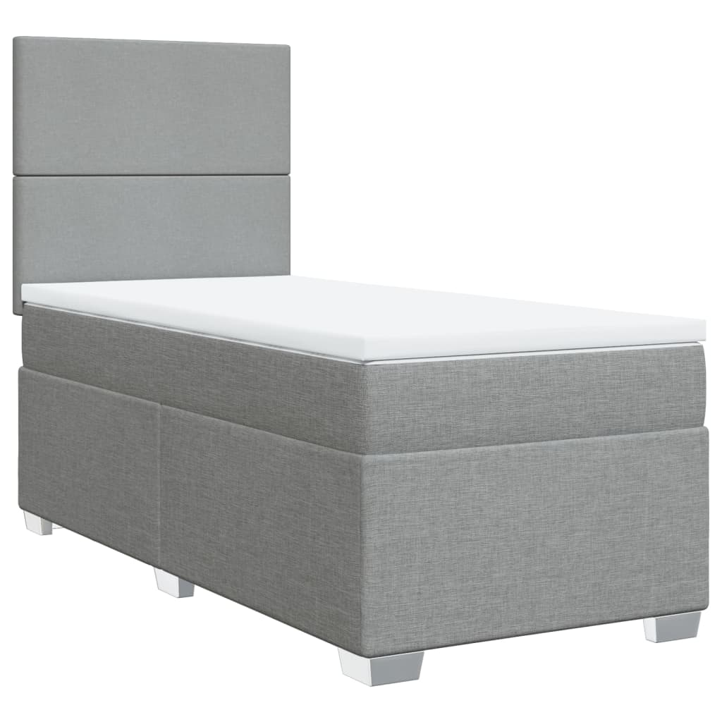 vidaXL Boxspringbett mit Matratze Hellgrau 90x200 cm Stoff