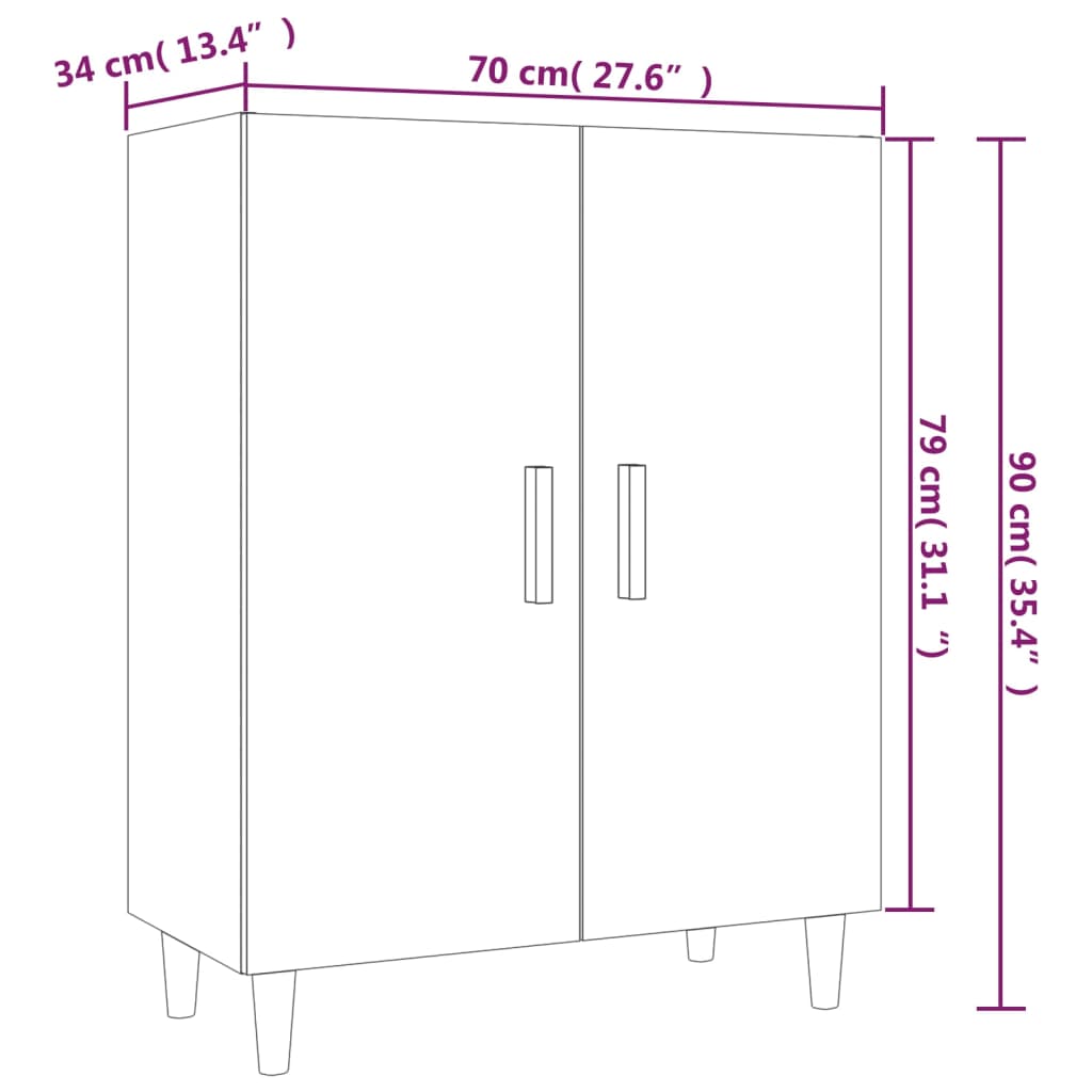 vidaXL Sideboard Grau Sonoma 70x34x90 cm Holzwerkstoff