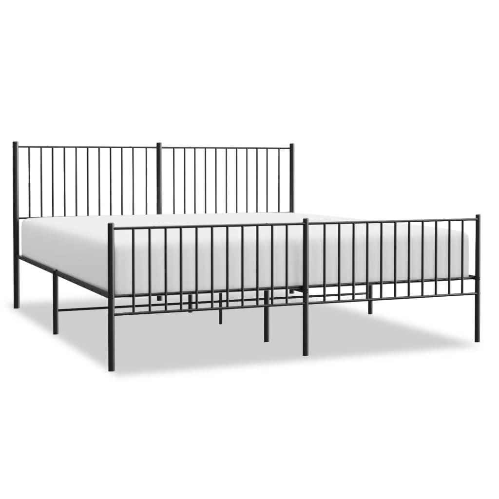 vidaXL Metallbett ohne Matratze mit Fußteil Schwarz 180x200 cm