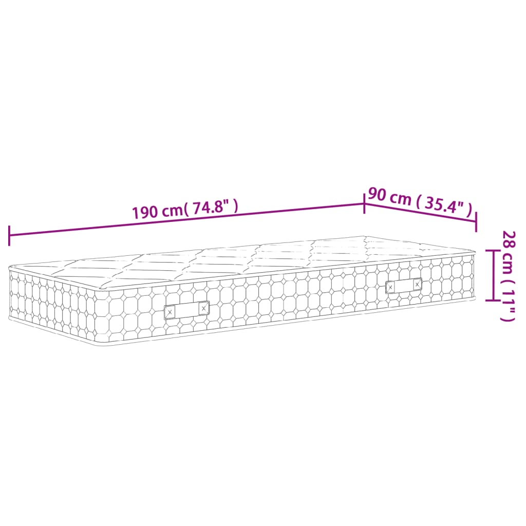 vidaXL Matratze Taschenfederkern Medium Plus 90x190 cm