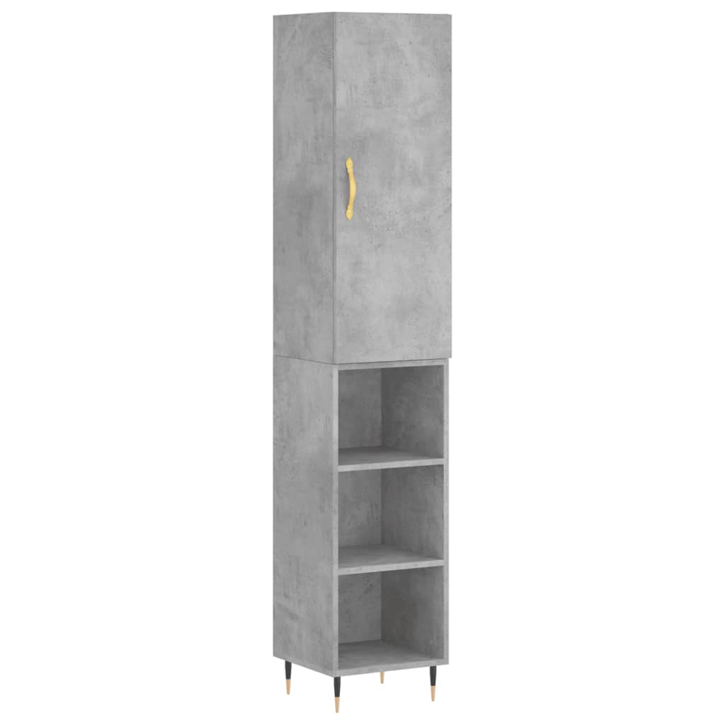 vidaXL Highboard Betongrau 34,5x34x180 cm Holzwerkstoff