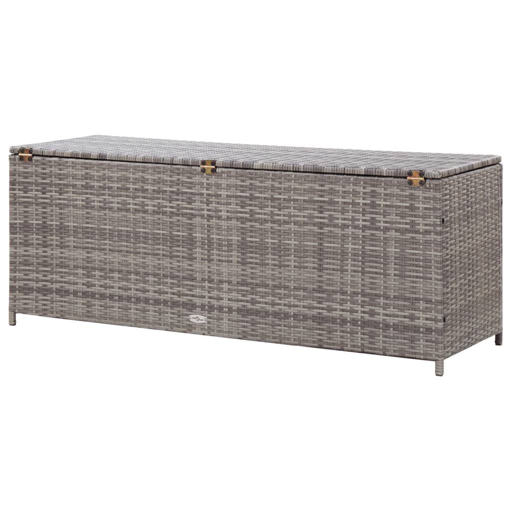 vidaXL Garten-Auflagenbox Grau 150x50x60 cm Poly Rattan